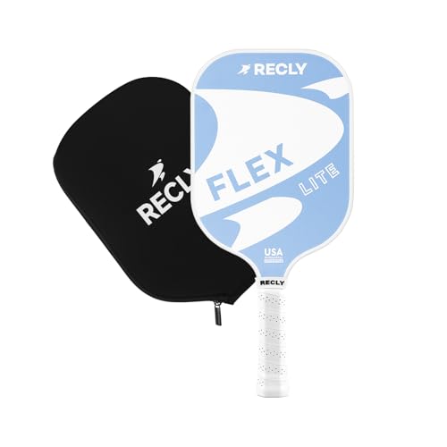 Recly Pickleball Paddles, Carbon Fiber Pickleball Paddle with UV Printed Finish & Sure-Grip Elongated Handle 14MM,USAPA Approved for Beginner and Professional Players - color: light blue