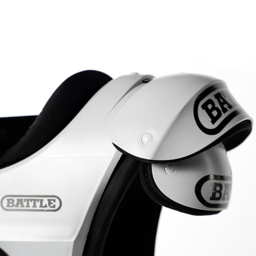 Battle Sports Defender Football Shoulder Pads – The Lightest, Most Protective in Its Class – Aerospace Grade Materials, Ventilated Design, Removable Sternum Plate, Foam Neck Roll - color: Black, size: X-Large