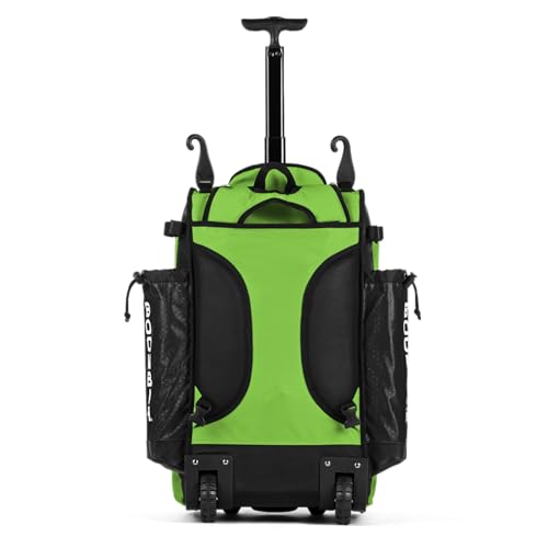 Boombah Catchers Superpack Hybrid Rolling Bat Bag - Multiple Colors - Wheeled & Backpack Version - color: Black/Lime Green