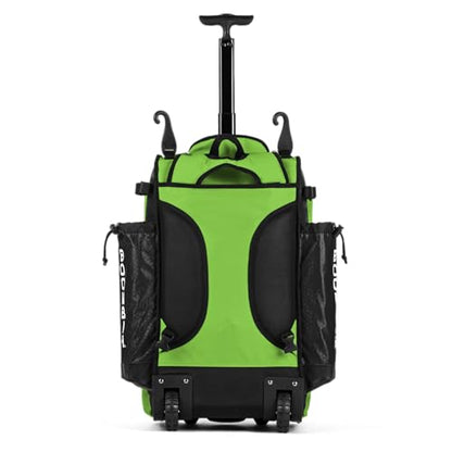 Boombah Catchers Superpack Hybrid Rolling Bat Bag - Multiple Colors - Wheeled & Backpack Version - color: Black/Lime Green