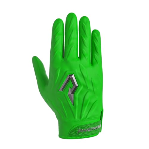 Phenom Elite Quantum Fierce Padded Football Gloves – Team Color | Lightweight, Protective Receiver Gloves for Kids - color: Kelly Green, size: Youth Medium