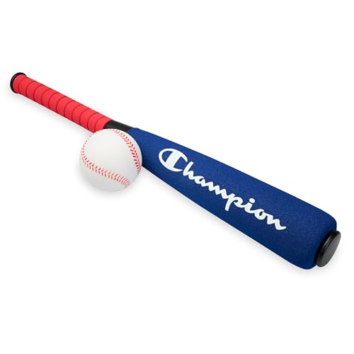 Champion Toddler Baseball Set (Red/White/Blue), Big Fly Foam Bat and Soft Ball Kit for Kids Ages 3+, Oversized 24” Lightweight Bat with Molded Core, for Safe Indoor or Outdoor Play - color: Red/White/Blue, size: 24"