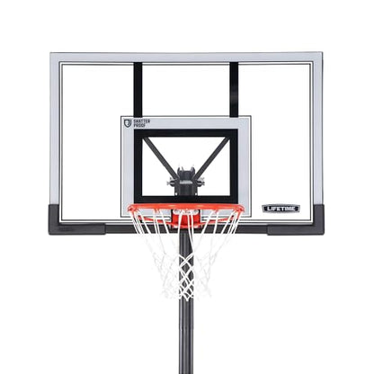 Lifetime Portable Basketball Hoop, 50 Inch Shatterproof Fusion Backboard, Adjustable Height 8-10 Ft, Broomstick Adjust, Base with Wheels, Slam-It Rim