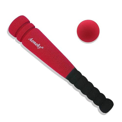 Aoneky 11.8 Inch Mini Foam Baseball Bat and Ball Set for Toddlers 1-3 Years, Soft & Safe First Bat, Lightweight T-Ball Bat for Boys Girls, Indoor Outdoor Sports Toy (Red)