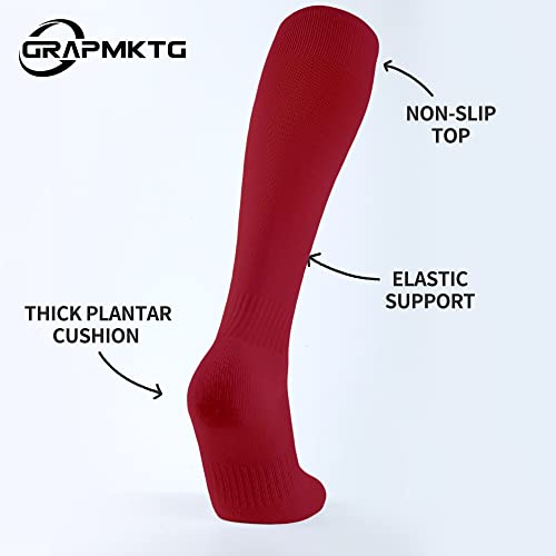 GRAPMKTG 3 Pack Softball Soccer Socks Baseball Football Socks for Youth Men and Women - color: Red, size: Medium