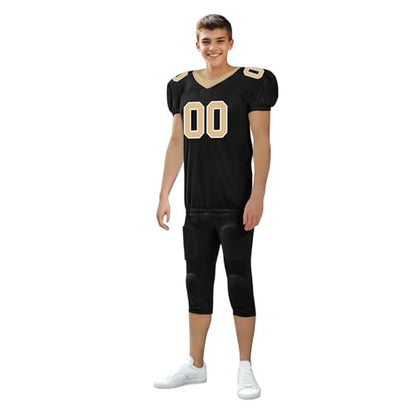 Youth Football Practice Jersey, Custom Blank Kids Practice Football Uniform Sportswear for Boys Training Games - color: Old Gold Black