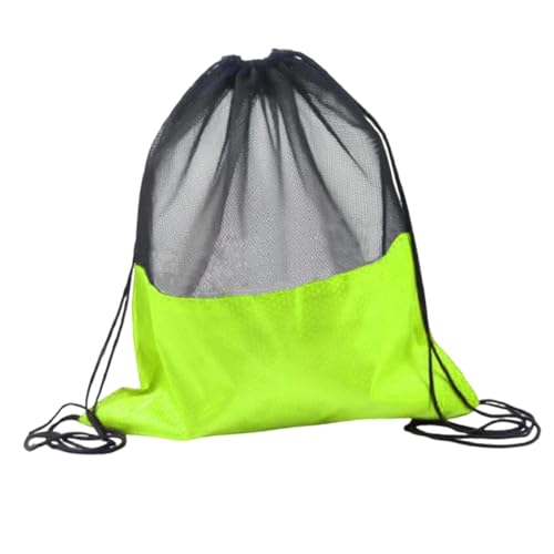 Basketball Drawstring Backpack Mesh Ball Bag Oxford Cloth Shoulder Bag Comfortable Design Suitable for gym sports travel entertainment - color: Fruit green