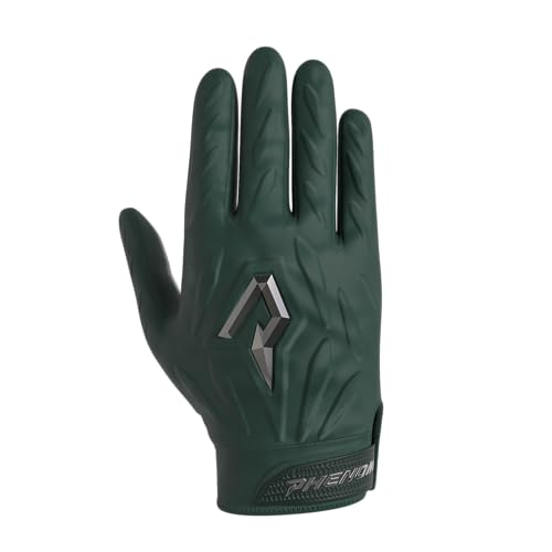 Phenom Elite Quantum Fierce Padded Football Gloves – Team Color | Lightweight, Protective Receiver Gloves for Kids - color: Dark Green, size: Youth Medium