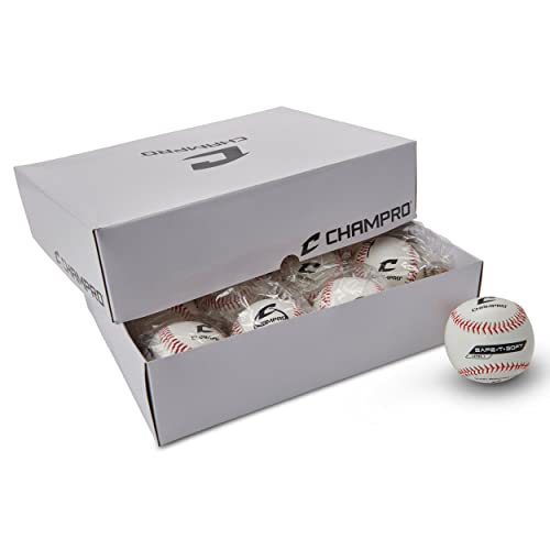 Champro Safe-T-Flight Baseball (White, 9-Inch) Pack of 12