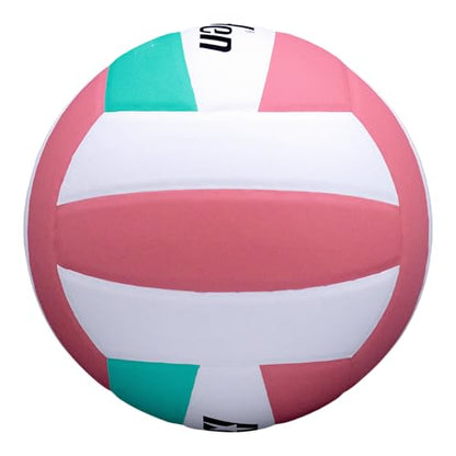 Baden | 10U Light | Official Size, 2 oz Lighter Entry Level Youth Indoor Volleyball | PU Composite, Extra Foam Backing, Reduce Sting - color: Pink/Teal