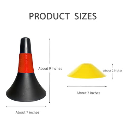 TNZMART 9 Inch Plastic Soccer Cones, Flexible Sports Training Agility Cones for Football Basketball Speed Drills Practice