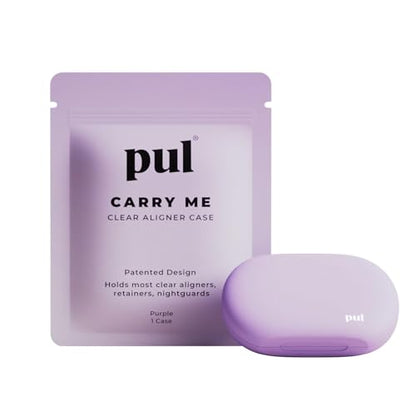 PUL Retainer Case for Invisalign & Clear Aligners - Slim Clear Aligner Case with Secure Magnetic Closure - Travel Retainer Holder for Invisalign Accessories, Mouth Guards & Dentures - Purple - color: Purple