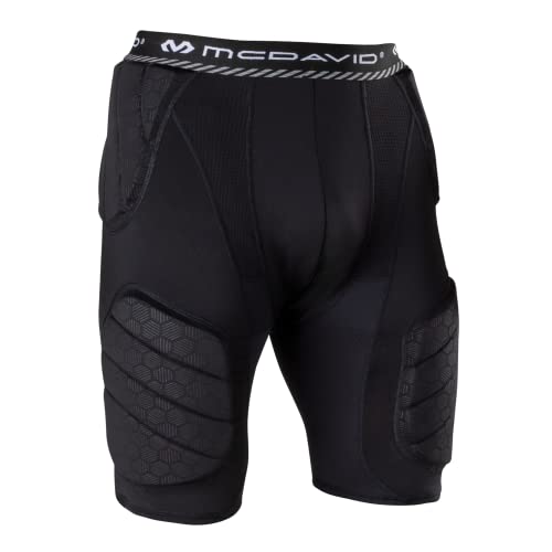 McDavid Youth Integrated 5-Pad Girdle, Durable & Breathable Padded Support with Hard-Shell Thigh Guards Football Kids - size: Youth-M, style: Black