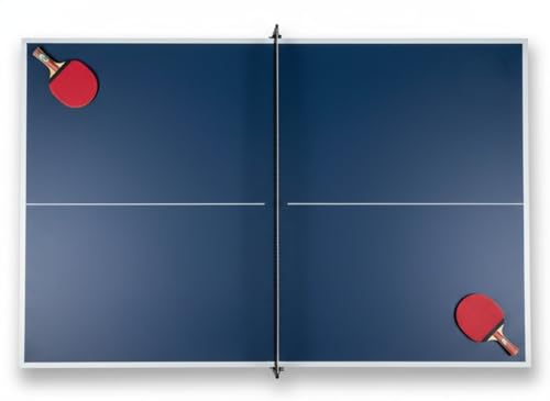 Indoor Official Size 4-Piece Table Tennis Conversion Top, Foldable Ping Pong Tabletop with Clamp-Style Net & Post, EVA Foam Padding, Easy Fold-Up Storage & Durable Double-Sided PVC Surface