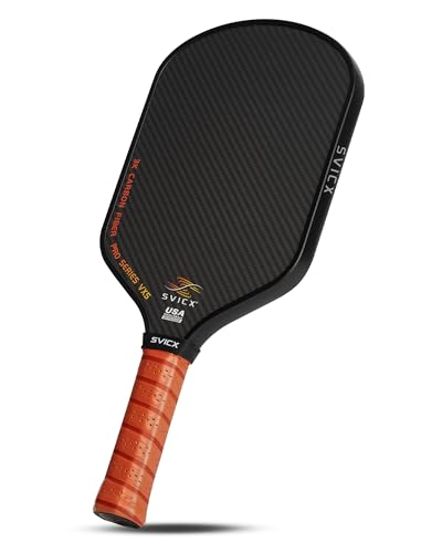 Carbon Fiber Pickleball Paddle 16mm – Professional Pickleball Paddles with Superior Control, Power & Spin – Extended Handle for Two-Handed Grip, USAPA Approved - color: Black Brown