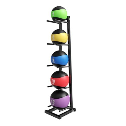 2026 NEW Medicine Ball Rack, Medicine Ball Storage, Adjustable Medicine Ball Storage Tree, Holds 5 Balls for Strength Training, Holds Balls up to 11" Diameter for Home Gym