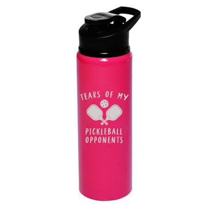 25 oz Water Bottle Sports Travel Mug Gift Tears Of My Pickleball Opponents Funny (Hot Pink) - color: Hot Pink