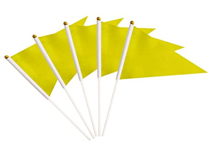 50 Pack Yellow Pennant Small Mini Flags On Sticks,Hand Held Solid Yellow Pennant DIY Graffiti Flag,Party Events Celebration,School,Grand Opening,Kids Birthday,Sports Clubs,Flower Pot - color: yellow