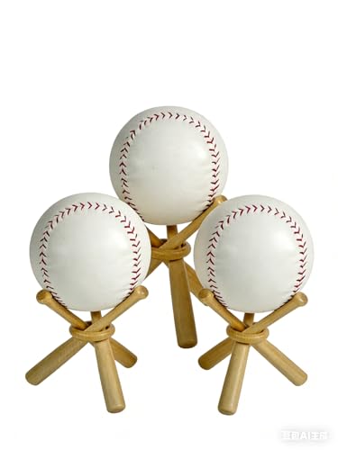 Baseball holder Wooden baseball display holder Ball display bat Wooden holder show center piece table for baseball enthusiasts.(3 Pack)