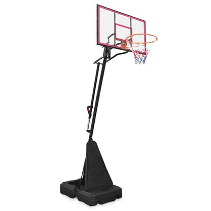 44 Inch Portable Basketball Hoop Outdoor, 8ft-10ft Height Adjustable Basketball Goal System with Shatterproof PVC Backboard & Dunkable Spring Rim, 165lbs Stable Base with Wheels for Driveway