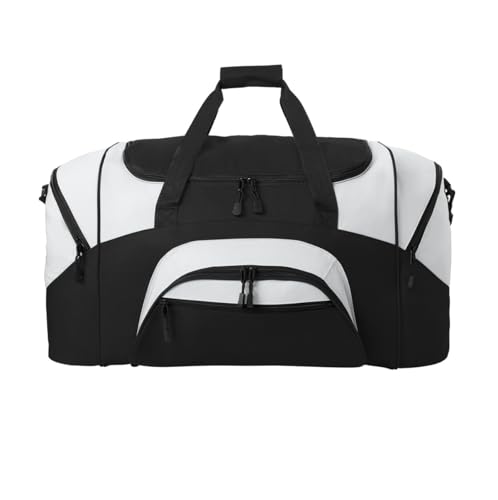 Personalized Large Duffel Bag, Football, Soccer, Basketball, Baseball Duffle Bag, Athlete Gift, Sport Bag, Embroidered Name, Black/Grey - color: Black/Grey