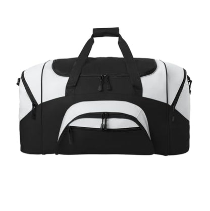 Personalized Large Duffel Bag, Football, Soccer, Basketball, Baseball Duffle Bag, Athlete Gift, Sport Bag, Embroidered Name, Black/Grey - color: Black/Grey