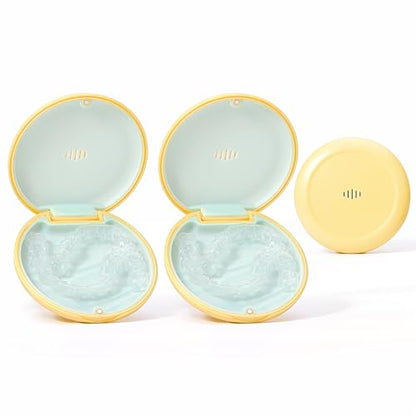 2 Pack Retainer Case Ultra-slim Aligner Case with Vent Holes Removable Inner Tray Silicone for Easy Cleaning (2Pack Yellow Green) - color: 2Pack Yellow Green