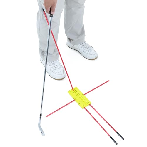 Golf Swing Training Aid - Durable Alignment Stick Golf Training Aid with Lanyard, Golf Swing Trainer with Ball Positioning, Rotational & Striking Drills
