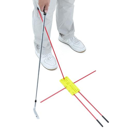 Golf Swing Training Aid - Durable Alignment Stick Golf Training Aid with Lanyard, Golf Swing Trainer with Ball Positioning, Rotational & Striking Drills