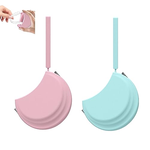 2 Pack Silicone Retainer Case with Vent Holes Lanyard Aligner Case Cute Portable Container Holder Night Guard Case for Travel Girl Women Men Kids (Pink+Blue) - color: Pink+Blue