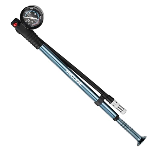 Hycline Shock Pump for Mountain Bike, High Pressure 300 Psi for Front Fork and Rear Bicycle Suspension Air Pump with Gauge Fits Schrader & Presta Tire Valve - color: Titanium