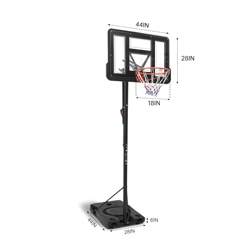Basketball Hoop Outdoor 10FT Height Adjustable, Portable Basketball Goals & Hoops with PC Backboard and Large Water/Sand Base, Indoor Outdoor Basketball Hoop for Kids Youth Adults Backyard Driveway - style: Handle Position Adjustment Lift