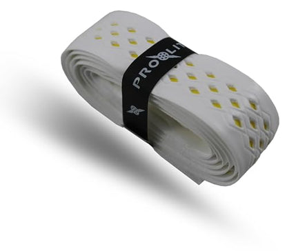 No-Sweat Diamond Grip for Pickleball Paddles, Tennis, Racquetball - color: White w/ Yellow Underlay, size: 1-Pack