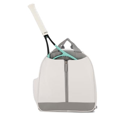 AYRES Tennis Backpack - Spacious Womens Tennis, Padel & Pickleball Bag | Quick-Access Racket Compartment (Fits 2) | Designer Tennis Bag, Water-Resistant & Easy To Clean, Makeup Pouch Included - color: Beige