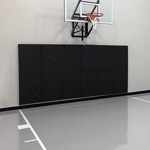 Gym Wall Paddings Basketball Court Wall Protection Pad - 2”Thick Foam Wall Mat Durable Protector for Wall-Mounted Basketball Hoops Garage Taekwondo（60" Lx20 W） - color: Black, size: 60" x 20" x 2", style: 2 Pieces