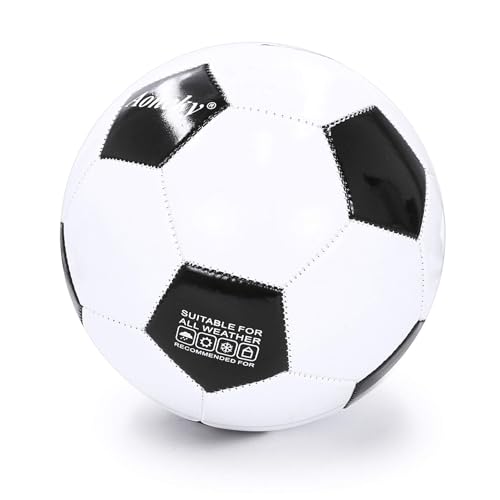 Aoneky Adult Size 5 Traditional Soccer Ball - Ships Deflated, Pump Included - color: White/Black, style: 1-Pack Deflated Ball with Pump