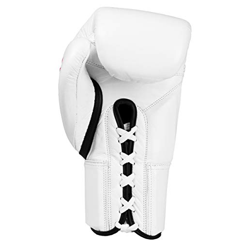 Fury Professional Lace Training Gloves - Lace Up Sparring Gloves for Boxing, Bag, and General Training - color: White, size: 18 oz