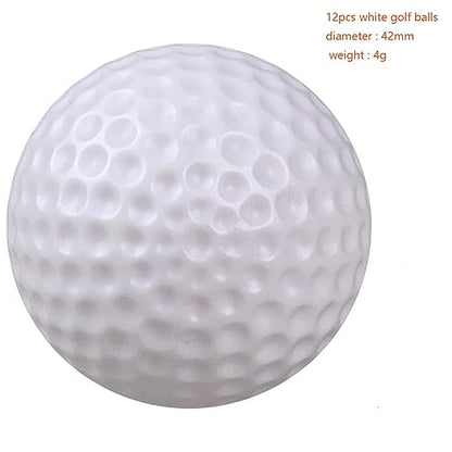 White Hollow Practice Golf Balls Plastic 12Pcs,42mm Plastic Golf Training Balls Airflow Limited Flight Golf Balls for Swing Practice Driving Range Home Backyard Use
