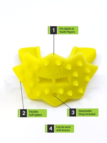 Loudmouth Football Mouth Guard - 3D SpikeSurge Football Mouthpiece with Strap, Fits Adult & Youth, Mouth Guard Football Accessories (Duck Fluorescent Yellow) - color: Duck Fluorescent Yellow
