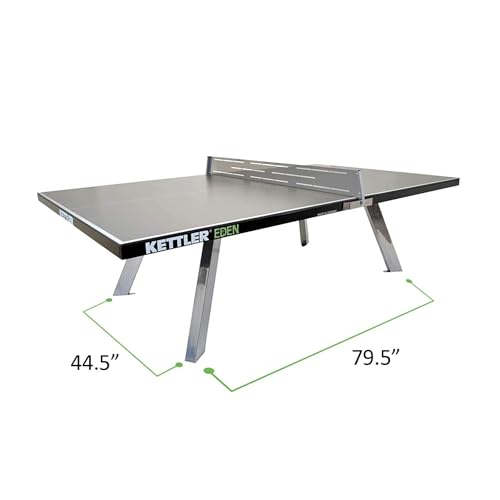 KETTLER Eden Weatherproof Stationary Outdoor Table Tennis Table with Galvanized Steel Legs and Permanent Net and Post System