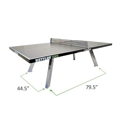 KETTLER Eden Weatherproof Stationary Outdoor Table Tennis Table with Galvanized Steel Legs and Permanent Net and Post System