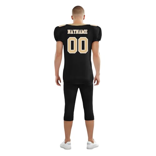 Youth Football Practice Jersey, Custom Blank Kids Practice Football Uniform Sportswear for Boys Training Games - color: Old Gold Black