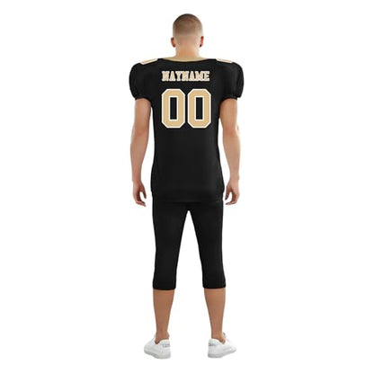 Youth Football Practice Jersey, Custom Blank Kids Practice Football Uniform Sportswear for Boys Training Games - color: Old Gold Black