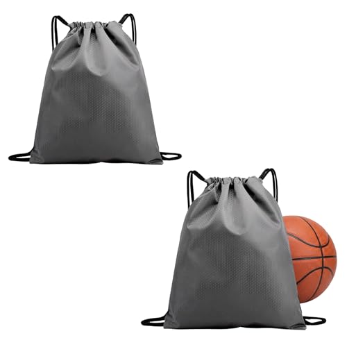 Extra Large Drawstring Backpack, Heavy-Duty Oxford String Bag for Basketball, Soccer & Laptop (2, Gray) - color: Gray