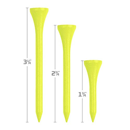 Izzo Wood Golf Tees (200 Pack) - color: Neon Yellow, style: 1.75 Inch