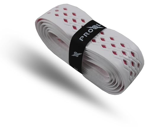No-Sweat Diamond Grip for Pickleball Paddles, Tennis, Racquetball - color: White w/ Pink Underlay, size: 1-Pack