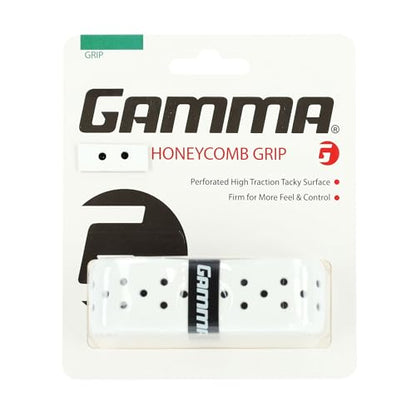 Gamma Sports, Tennis Honeycomb Replacement Grip, Firm Feel, Moisture Wicking Surface, Durable, Mulitple Colors, Racket, Racquet Grip, High Traction Surface, Versatile - color: White