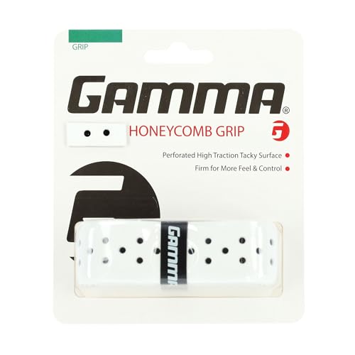 Gamma Sports, Tennis Honeycomb Replacement Grip, Firm Feel, Moisture Wicking Surface, Durable, Mulitple Colors, Racket, Racquet Grip, High Traction Surface, Versatile - color: White