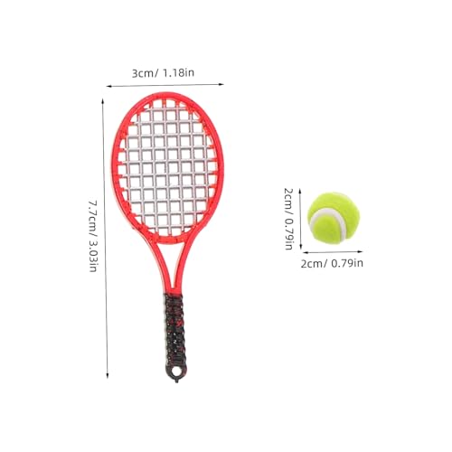 SUPVOX 6 Pcs Miniature Tennis Set, 1:12 Scale Dollhouse Sports Accessories with Rackets & Balls, Realistic Toy for Dolls, Room Decor, and Photography Props