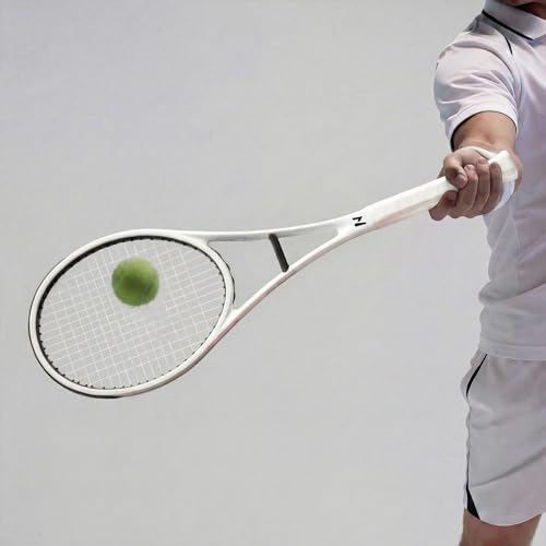 58 sq in Sweet Spot Trainer Tennis Racket, Precision Contact Training Racquet for Cleaner Hits, Timing and Control, Ball Machine and Repetition Practice, Match-Transfer Training Racket - color: Ivory
